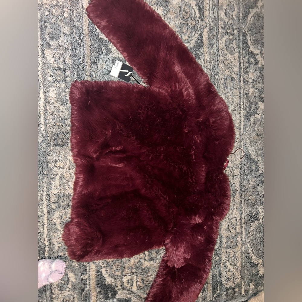 Maroon Faux Fur Coat